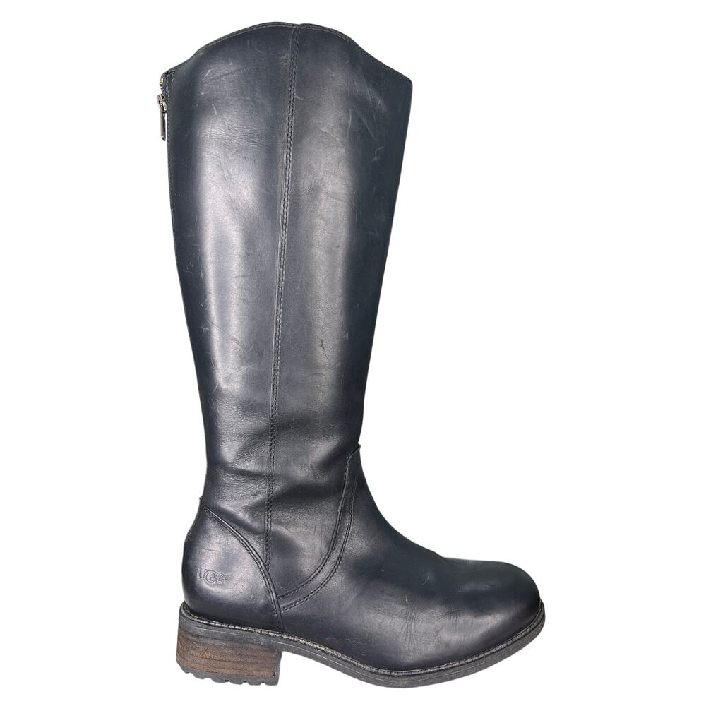 Ugg Women’s Seldon Black Leather Riding Boot Size US 8